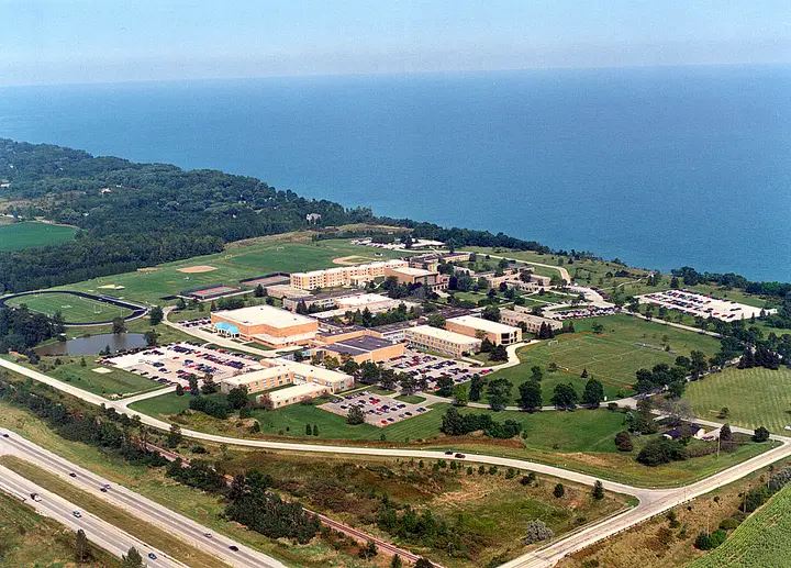 An aerial view of the Concordia campus in Mequon from the 1980's.