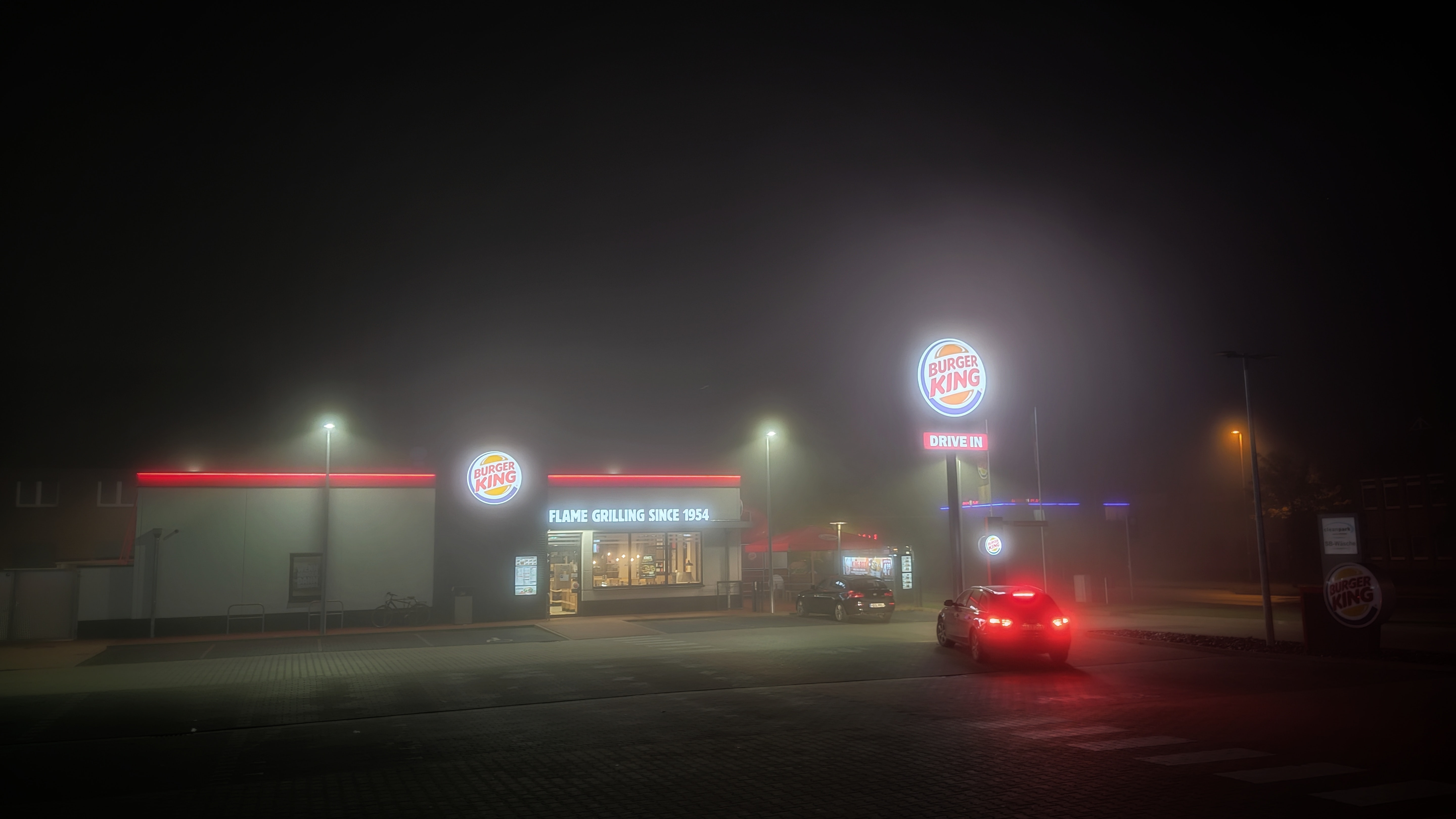 Burger King on a foggy night. 