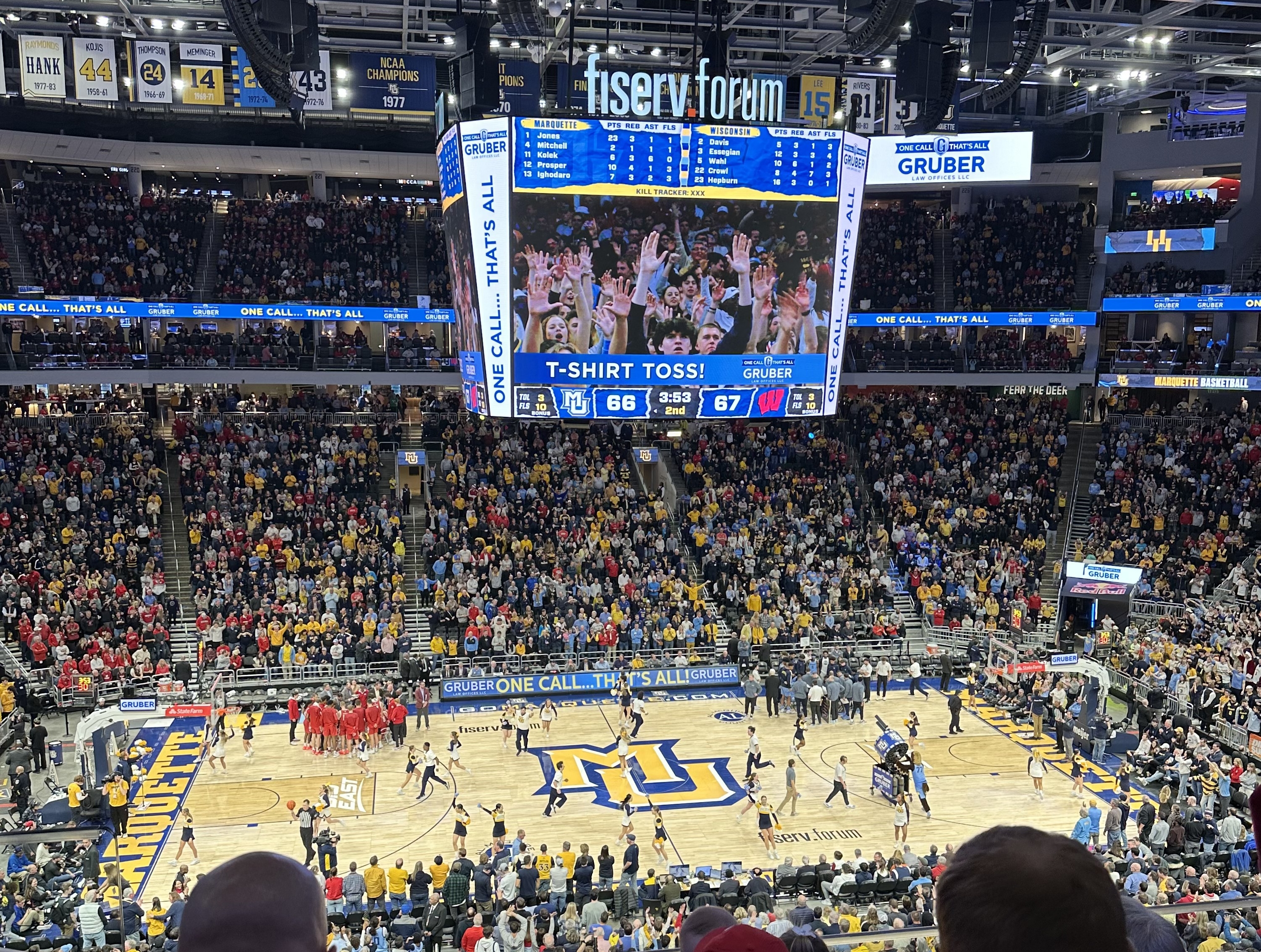 Fiserv Forum interior during Wisconsin Marquette game.